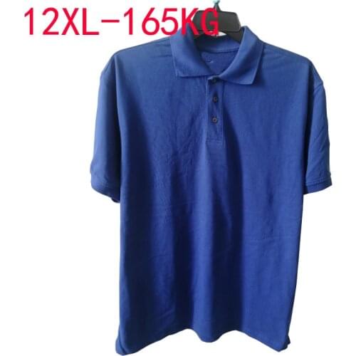 Summer Men t shirt short sleeve cotton large size 8XL 9XL 11XL 12XL turn down collar business tees button tops blue Gray 50 54