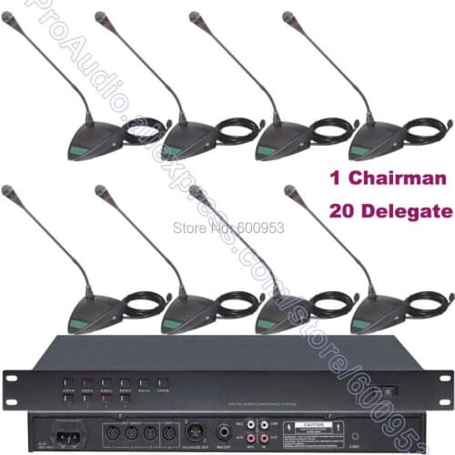 MICWL-D20 Pro Wired Meeting Conference Microphone System 21 Table Gooseneck Mic 1 Chairman 20 Delegate Unit