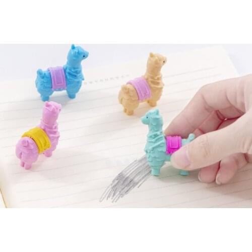 Cute llama erasers rubber eraser student erasers gift items school stationery supplies eğlecenli for your children cute stationary supplies