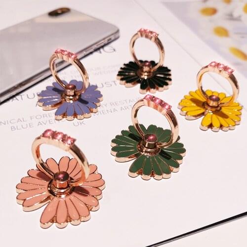 Mobile Phone Bracket Metal Diamond 360 Degree Rotating cell phone ring buckle bracket small flower Phone Holder for Iphone 11 XS