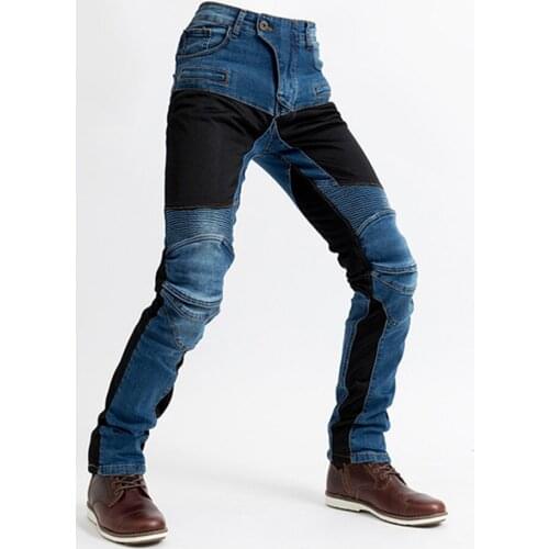 Motorcycle Summer Trousers Moto Men Jeans Include Armor Riding Touring Protection Lining Pants Black Blue