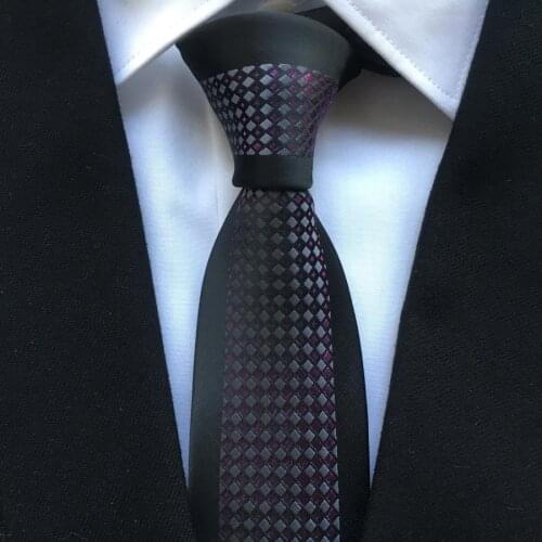 2021 Mens Ties Designer High Craft Panel Neck Tie Black Border with Purple Diamond Grids Cravates for Wedding Party