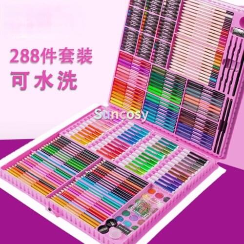 Drawing Painting Art Set for Kids - 288 Pcs , Easel Oil Pastels Crayons Watercolor Pencils Markers for Toddler Boys Girls