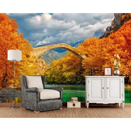 San Diego Bridge autumn trees river natural 3d wallpaper papel de parede,living room sofa TV wall bedroom restaurant cafe mural