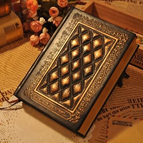 2021 New Vintage Leather Journal Classic Diaries Retro Plaid L eather Black Golden Framed Notebook Journals Diary Stationery