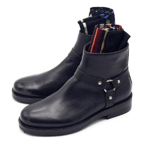 New winter slip on zipper ankle boots men fashion men shoes classics black handmade genuine leather mens boots