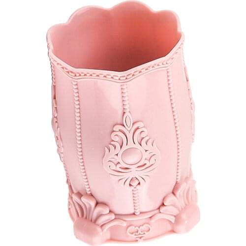 Plastic Makeup Brush Holder Vintage Style Cosmetic Pen Cup Storage Organizer
