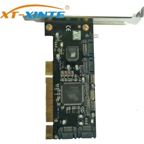XT-XINTE PCI Expansion Add on Card 4 Ports SATA 1.5Gbps for Sil 3114 Chipset RAID Controller Card for PCI Standard 2.3 Desktop