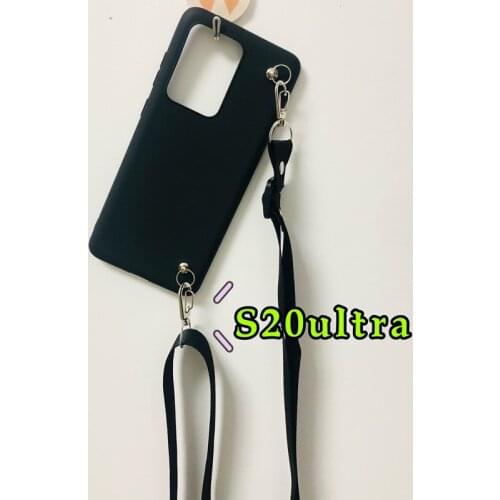 S20ultra Sling Strap Phone Case For Samsung Note10Pro S10Lite Note8/9 Note20 Black Plain Cover Lanyard Body Shell Protection