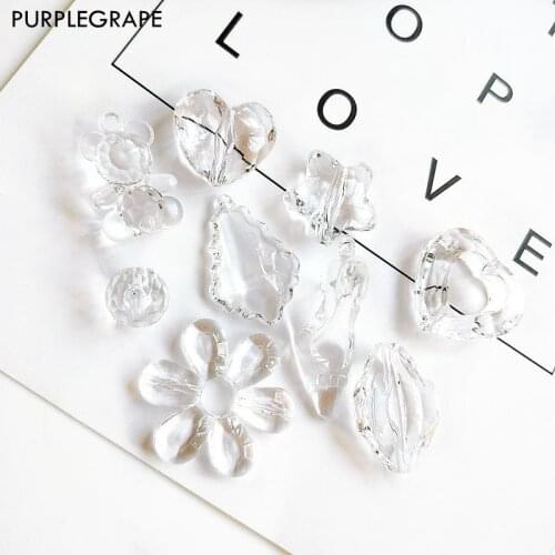 PURPLEGRAPE Perforated imitation ice crystal stereo pendant girl DIY handmade earrings hair accessories hair accessories 4 Pack
