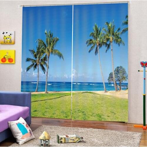 Curtains Meadow sea leaves Luxury Blackout 3D Curtains For Living Room office Bedroom custom curtains