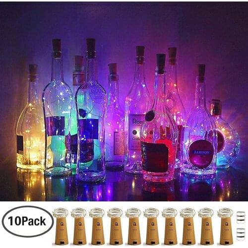 1M Wine Bottle Lights with Cork Battery Operated LED Silver Copper Wire Fairy String Light for Gift Wedding Decoration 10pcs/lot