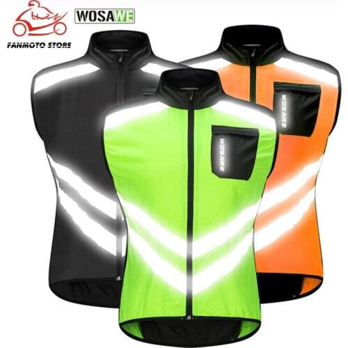 WOSAWE Reflective Cycling Vest Ciclismo Motorcycle Sports Team Uniform Bike Clothing Warning High Visibility Safety Vest Green