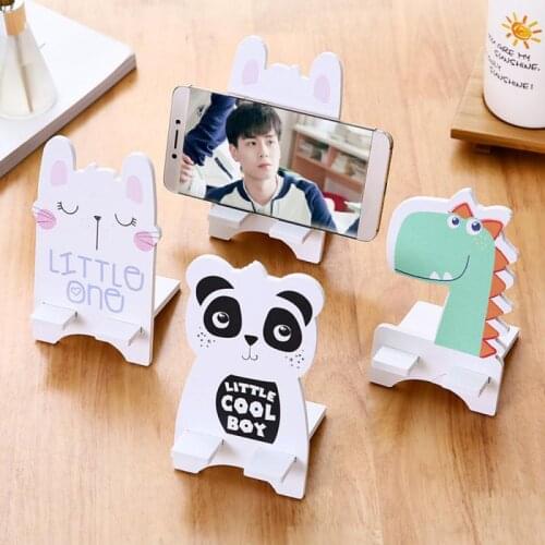 Universal Wood Cartoon Mobile Phone Holder Stand Cute Cats Dinosaur Panda Desk Cell Phone Stand Phone Tablet Desktop Holder