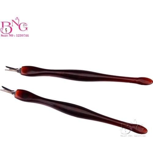 2pcs/lot Stainless Steel Cuticle Pusher Nail Art Fork Manicure Tool For Trim Dead Skin Fork Nipper Trimmer Remover