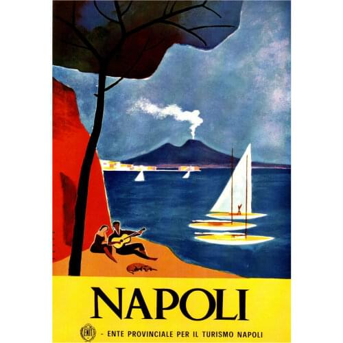 ITALY NAPOLI vintage retro travel & railways Photo Art Film Print Silk Poster for Your Home Wall Decor 24x36inch