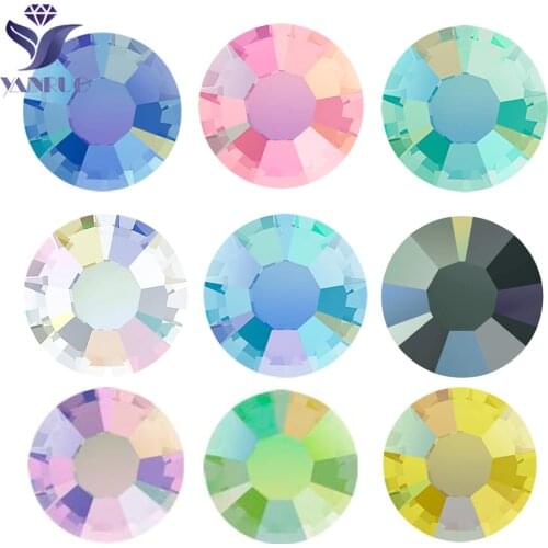 YANRUO 2058NoHF Light Siam AB 1440pcs Not HotFix Crystal Glass Rhinestones Fabric Apparel Stones Flatback Red Stones For Dress