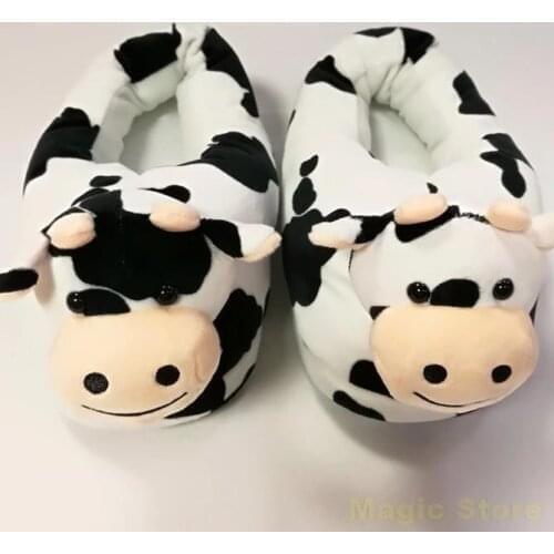 Winter Men Women Home Slippers Cotton Cute Cartoon Cow Shoes Indoor Slippers Winter Home Shoes Fashion Shoes