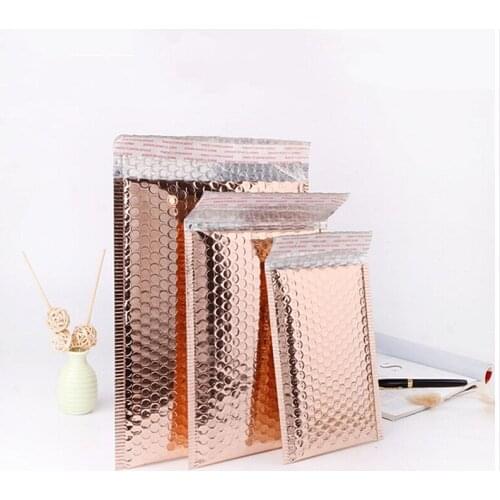 100 PCS/Lot Rose Gold Plastic Bubble Envelopes Bags, Padded Shipping Envelope, Waterproof Bubble Bags
