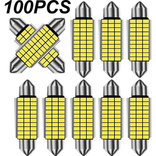 100X Festoon 31mm 36mm 39mm 41mm LED Bulbs C5W C10W Super Bright LED Canbus No Error Auto Interior Doom Lamp Car Reading Lights