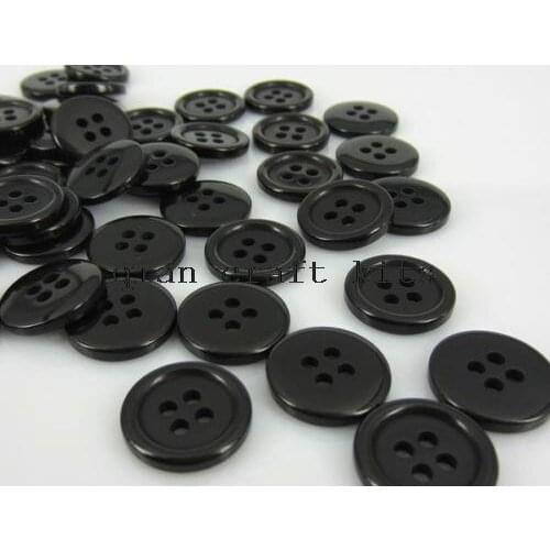 1500pcs Black Plastic Resin Buttons -15 mm- 4 Hole Crafts projects edged smooth buttons