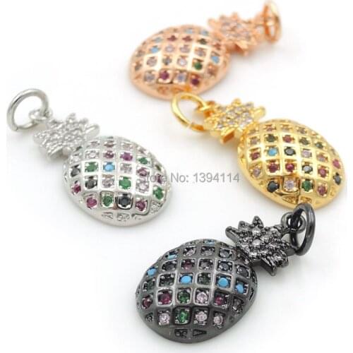 19*10*4mm 24*12*4mm Micro Pave CZ Of Mixing Colors CZ Pineapple Charms Fit For Making DIY Bracelets Or Necklaces Jewelry