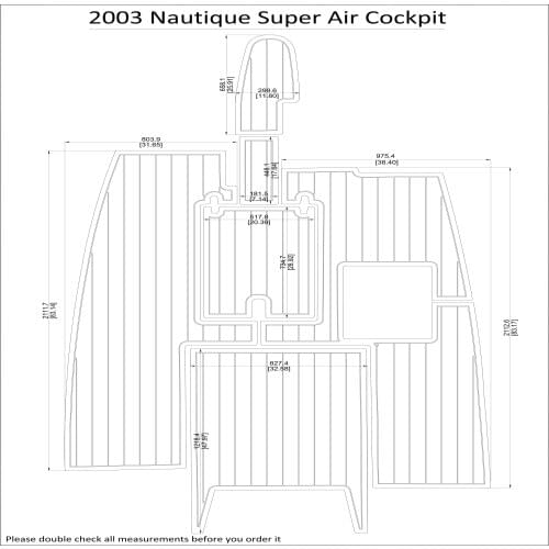 2003 Nautique Super Air Cockpit Pad Boat EVA Teak Decking 1/4" 6mm