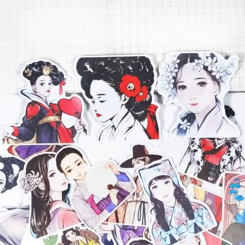 22pcs/pack cute Korean retro characters decoration Notebook Crafts And Scrapbooking Decorative thin paper Sticker Lovely DIY