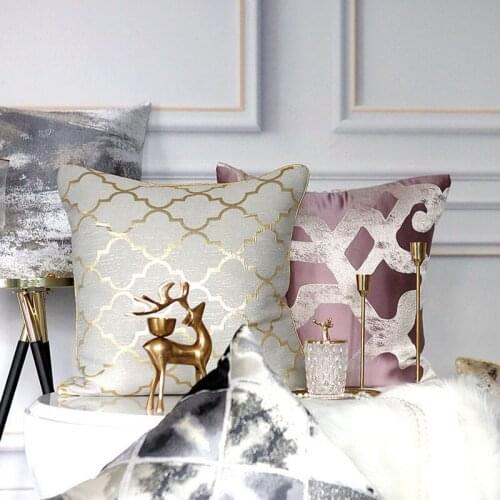 45cm Modern Gold Striped Pillowcase Gray Geometric Throw Cushion Pillow Cover Printing Cushion Pillow Case Bedroom Office
