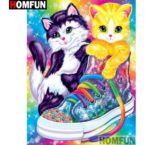 HOMFUN Full Square/Round Drill 5D DIY Diamond Painting "Cartoon cat" Embroidery Cross Stitch 3D Home Decor Gift A12093