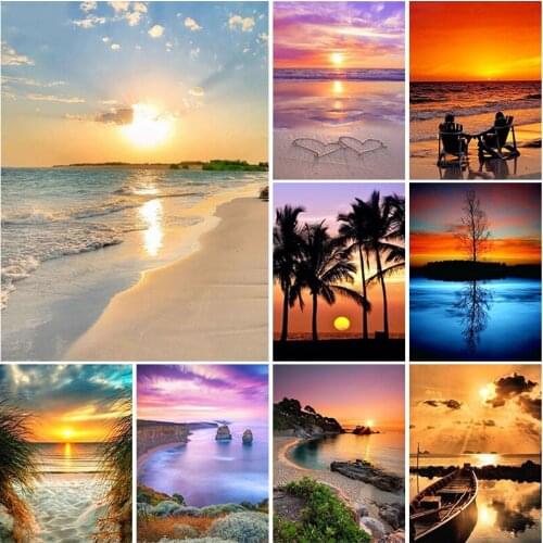DIY Coconut Tree 5D Diamond Painting Artwork Embroidery Landscape Cross Stitch Set Full Drill Resin Craft Home Art Decor Gifts