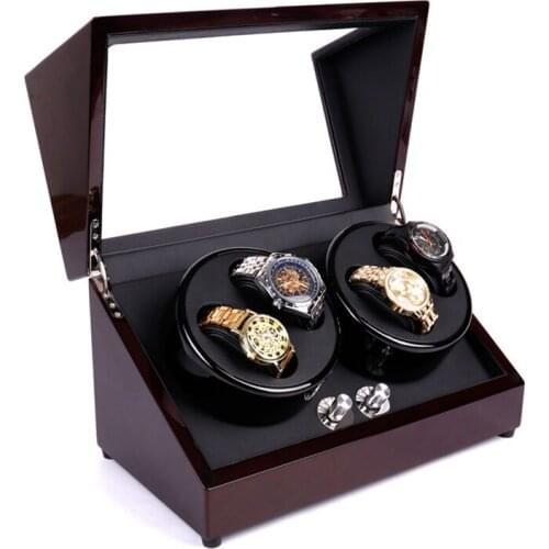 Automatic Watch Winders Box 4 Rotator Motor Watch Winding Luxury Piano Paint Watch Cabinet Organizer Stand Display Storage Boxes