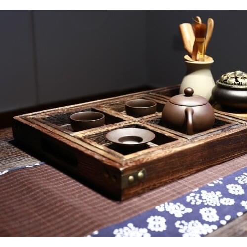 Handmade Wooden Tea Tray Chinese Modern Small Natural Wood Tea Tray Decorative Vintage Bandeja Comida Tea Accessories DL60CP