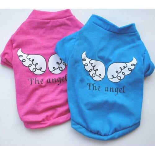 ETHIN Cheap pet puppy Fashion Pet Dog Cat Cute T-shirt Dog Summer Cotton Clothes angel pattern vest Pet Apparel XS S M L supply