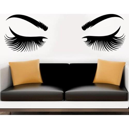 Eyes Wall Sticker Vinyl Sticker Eyelash Master Make Up Wall Decals Eyebrow Master Mirror Stickers for Beauty Salon Decor B421