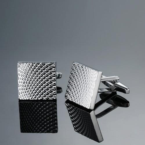 Classic Square silvery Hand engraving Bussiness High Quality cuff links For Men Formal Business Wedding Cufflinks DROP Shipping