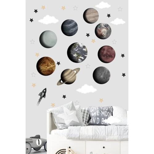 100x100 CM Planets Children Room Wall Adhesive Foil Pvc Home Decor Accessories Self-Adhesive Kids Wallpaper Trend stylish