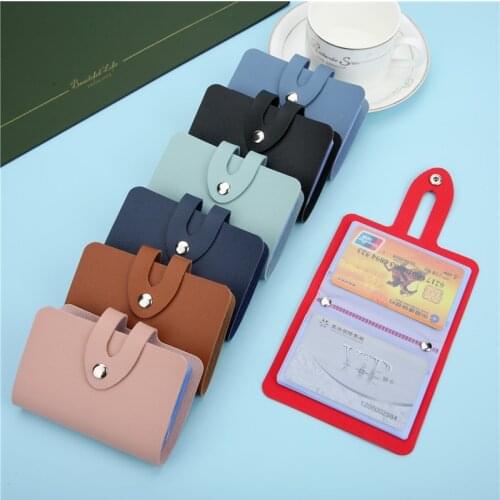 PU leather multicolor business card bag business card holder male and female ID card holder bank credit card storage bag buckle