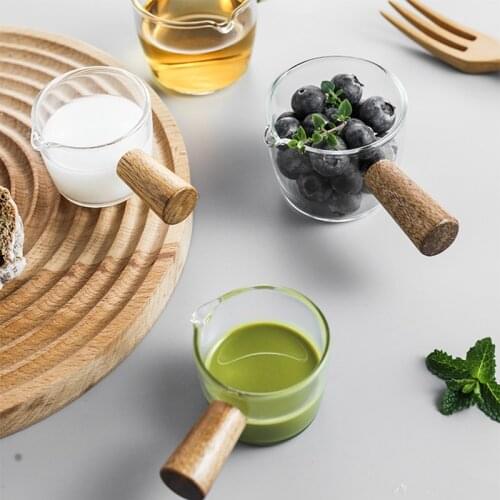 Creative Wooden Glass Saucepan Sauces Dish Coffe Handle Saucepans Household Mini Sauce Dishes Kапучинатор Coffee Utensil