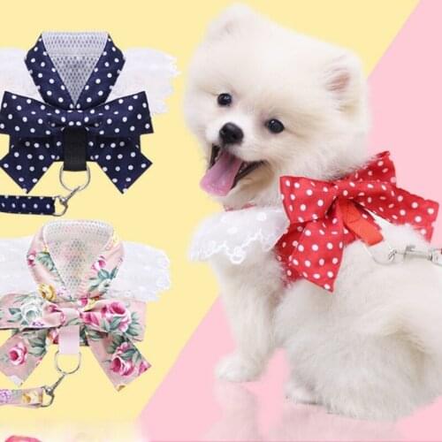 Fashion Sweet Bow Dog Chest Harness and Leash Small Dog Cat Pet Chain Puppy Harness Dogs Pets Accessories