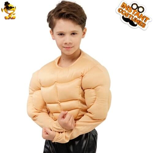Muscle Shirts for Boy Cosplay Kids Halloween Costume Dress up Boys Muscle Shirt Fake Muscle Suit Birthday Party