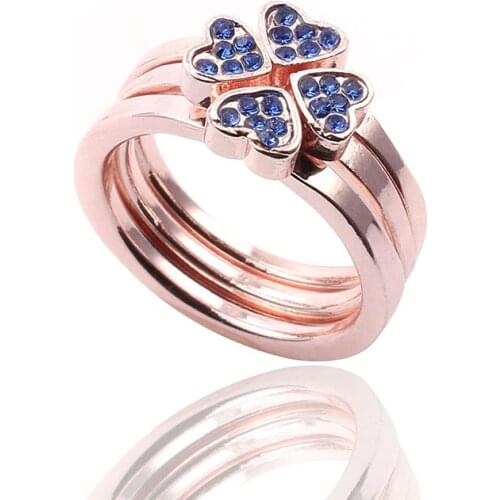 A Set Of Three Rings Wholesale Newest Fashion Jewelry Rose Gold Color Heart Love Stainless Steel Rings For Women
