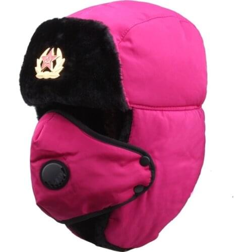 2021 The New Soviet Union Badge Ushanka Outdoor Cold-Proof Men and Women Winter Cycling Warm Ear Protection Cotton-Padded Cap