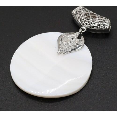 New Product Simple Natural Stone Round Shell Pendant Can Be Used For DIY Design Personalized Decoration Charm Jewelry