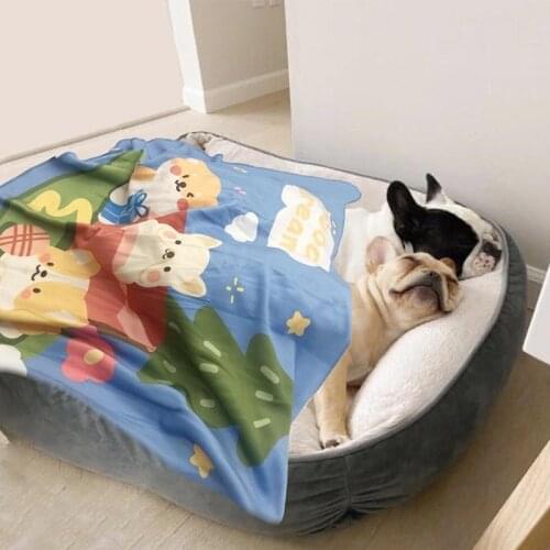 Adorable Cartoon Pet Blanket Indoor Cat Dog Blanket Air Conditioner Blanket Small Dogs Bulldog Pug Teddy Soft Towel Mat Blanket