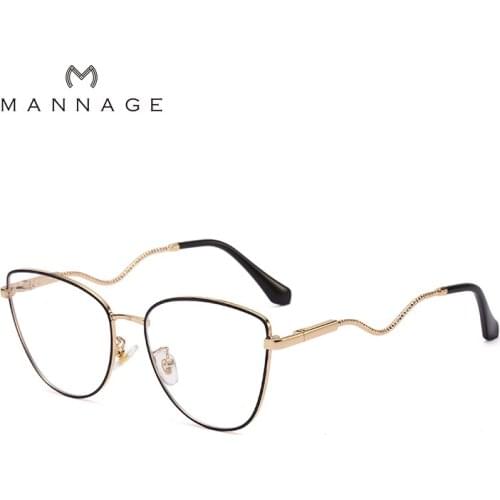 Cat Eye Anti-blue Light Metal Glasses Frames Men Women Computer Optical Eyeglasses Fashion Eyewear