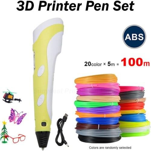 3D Printer Pen 20m ABS Filament DIY Set 3 D Printing Pen Creative Toy Designer For Kids Drawing Pens Gifts Christmas Birthday