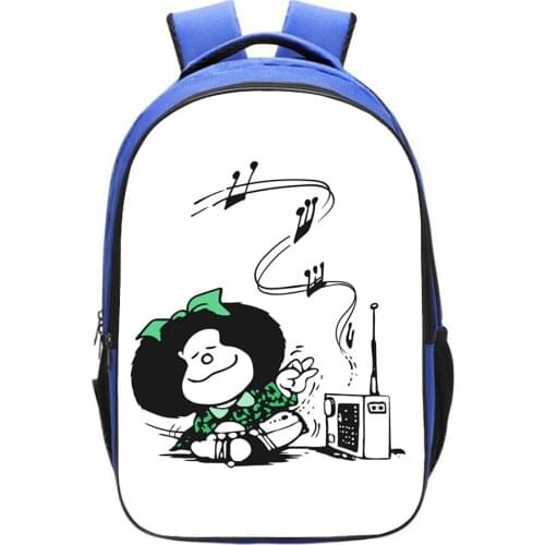 16.5inch Mafalda School Bag Children Backpack Teenager Fashion Rucksack Cartoon Comics Cosplay Bags Men Travel Backpack Mochlia