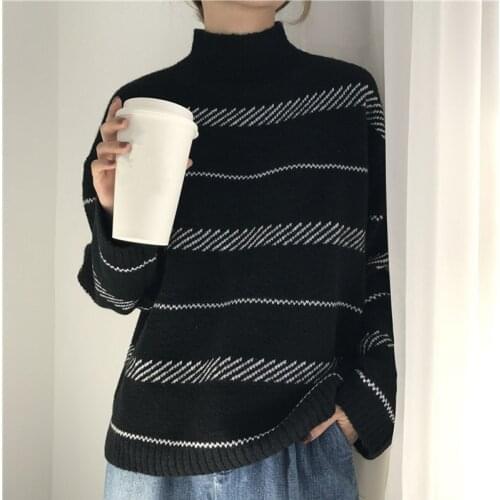 Sweaters Womens Chic Vintage Striped Sweater 2019 Trend Loose Street Style Lazy Literary Temperament Female Fresh Unique Women
