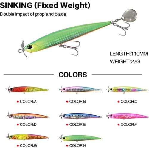 2021 New Pencil Sinking Fishing Lure 110mm 27g Fixed Weight Trolling Hard Bait Saltwater Trout Bass Pike Fishing Accessories